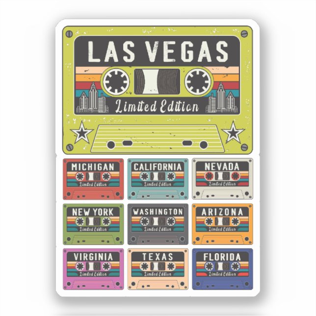 Vintage Las Vegas City travel Sticker (Front)