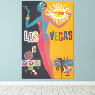 Vintage Las Vegas Gambling Travel Poster Art Canvas Print