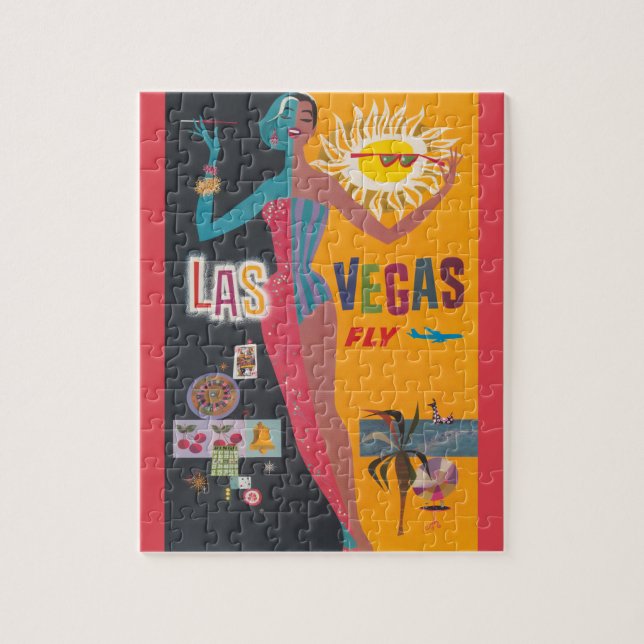 Vintage Las Vegas Gambling Travel Poster Art Jigsaw Puzzle (Vertical)