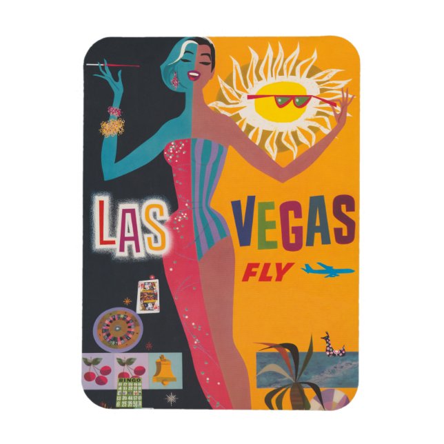 Vintage Las Vegas Gambling Travel Poster Art Magnet (Vertical)