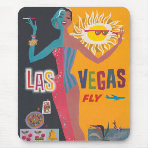 Vintage Las Vegas Gambling Travel Poster Art Mouse Pad