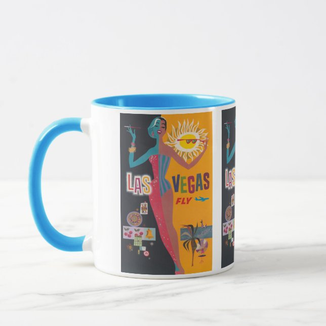 Vintage Las Vegas Gambling Travel Poster Art Mug (Left)