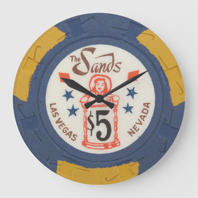 Vintage Las Vegas Poker Chip Modern Acryllic Clock (Front)