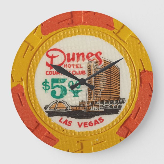 Vintage Las Vegas Poker Chip Modern Acryllic Clock (Front)