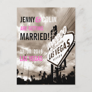 Vintage Las Vegas Wedding Photo Save The Date Announcement Postcard
