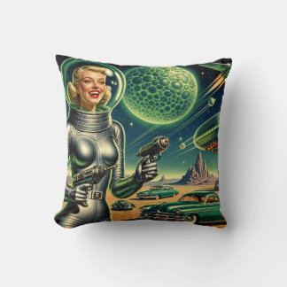 Vintage Laser Beam Pin-Up  Throw Pillow