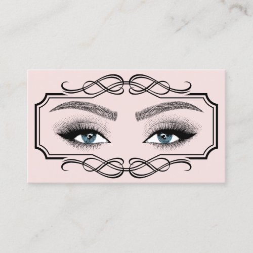 Vintage Lashes Brows Beauty Salon Blush Pink Business Card