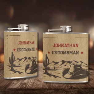 Vintage Last Rodeo Rustic Cowboy Bachelor Party Flask