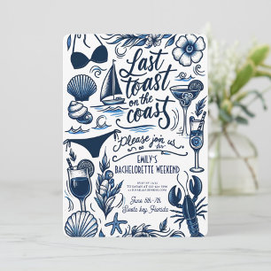 Vintage Last toast coast Bachelorette Weekend Invitation
