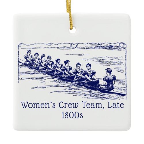 Vintage Late 1800s Women Rowers Crew Team on Lake Ceramic Ornament