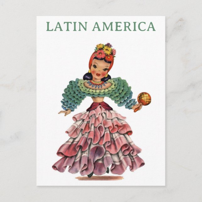 Vintage Latin America Woman Travel Postcard (Front)