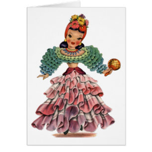 Vintage Latin Dancer traditional dress