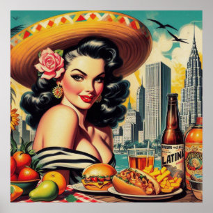 Vintage Latina Painting Poster