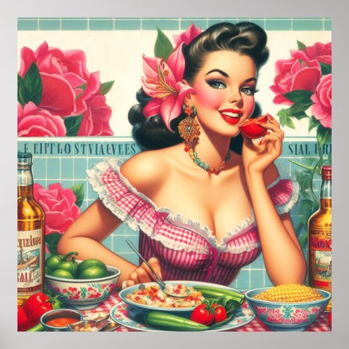 Vintage Latina Pin_Up Painting Poster