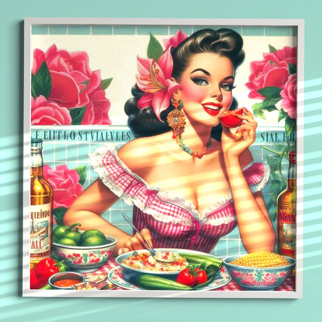 Vintage Latina Pin-Up Painting Poster (Creator Uploaded)
