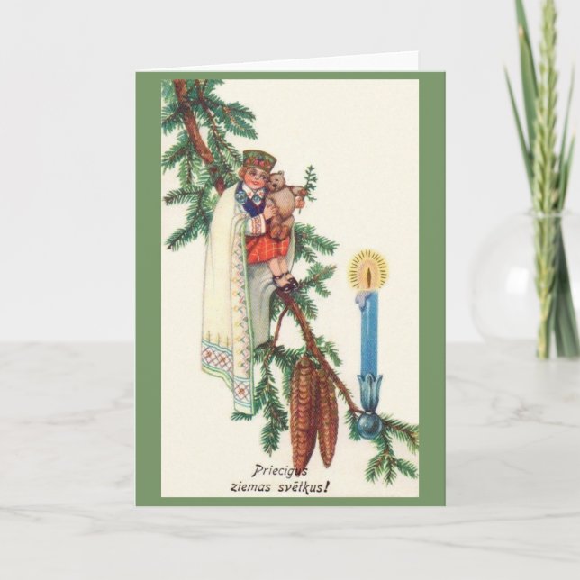 Vintage Latvian Christmas Greeting Card (Front)