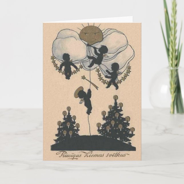 Vintage Latvian Christmas Greeting Card (Front)