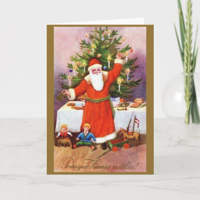 Vintage Latvian Christmas Greeting Card (Front)