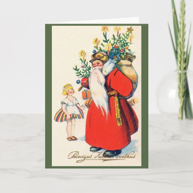 Vintage Latvian Christmas Greeting Card (Front)