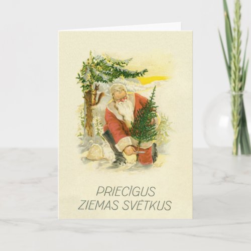 Vintage Latvian Christmas Greeting Card