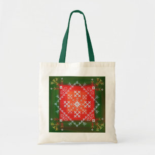 Vintage Latvian folk art with symbols oil painting Tote Bag