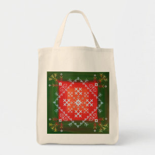 Vintage Latvian folk art with symbols oil painting Tote Bag
