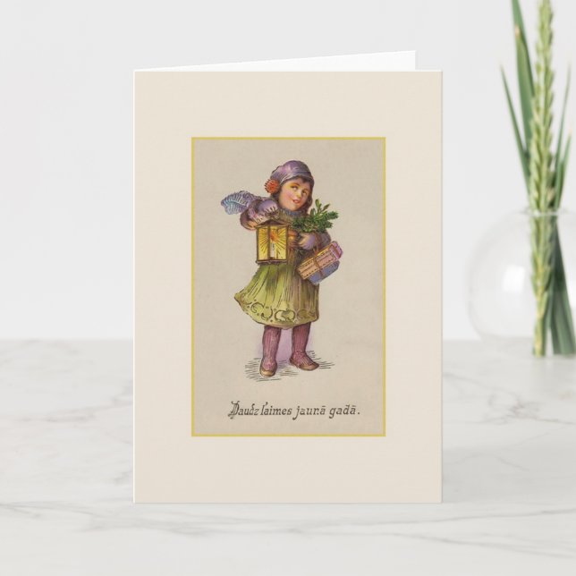Vintage Latvian New Year Greeting Card (Front)