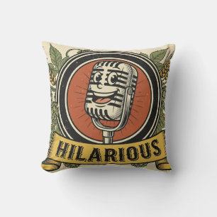 Vintage Laughing Mic Throw Pillow