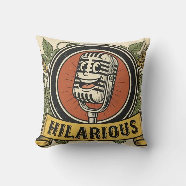Vintage Laughing Mic Throw Pillow (Front)
