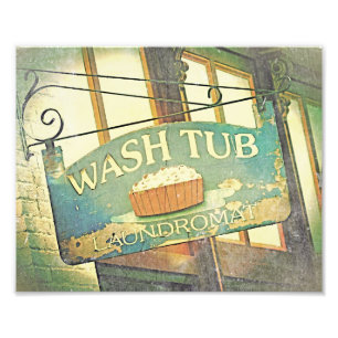 Vintage Laundromat Sign Fine Art Print