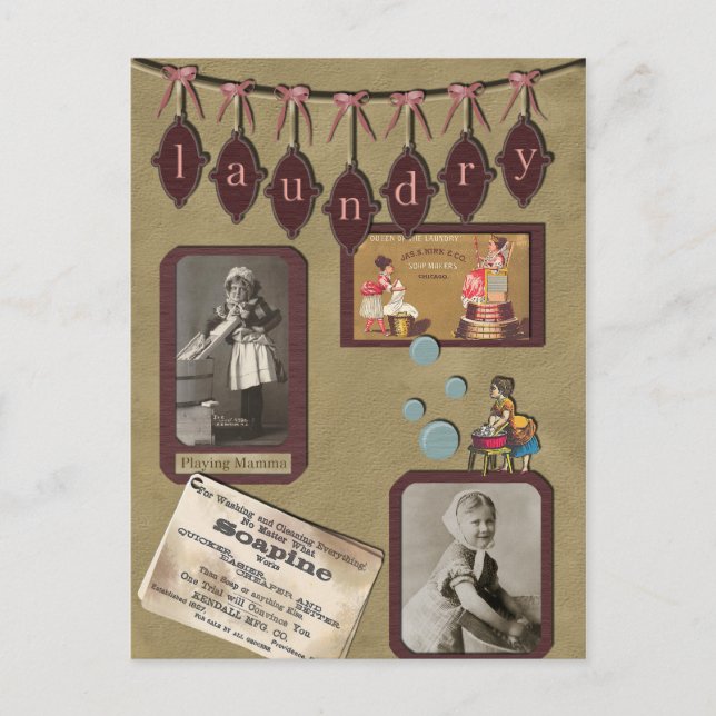 Vintage Laundry Day Postcard (Front)