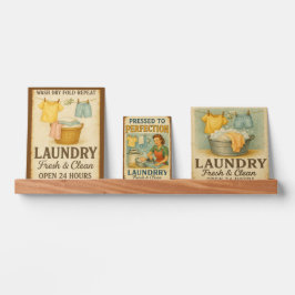 Vintage Laundry Faux Tin (set of 3) Picture Ledge
