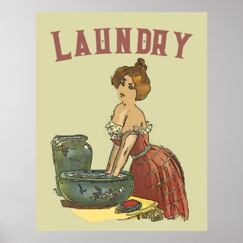 Vintage Laundry Room edit text Poster