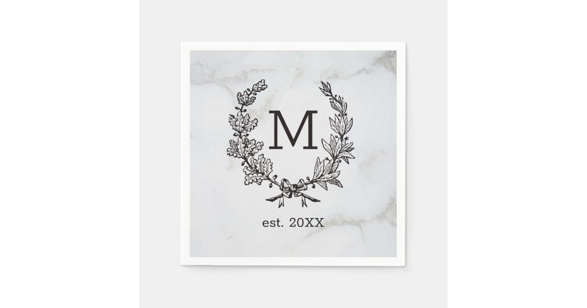 Vintage Laurel Monogrammed Personalized Napkins Zazzle
