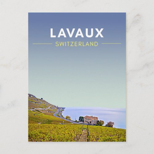 Vintage Lavaux Vineyards Switzerland Travel Postcard