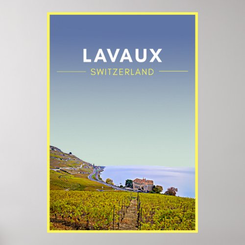 Vintage Lavaux Vineyards Switzerland Travel Poster