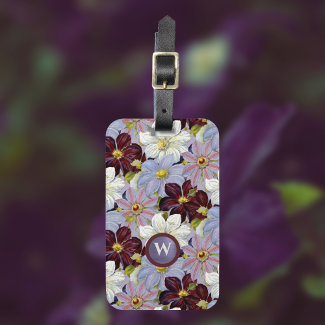 Vintage Lavender and Burgundy Watercolor Clematis
