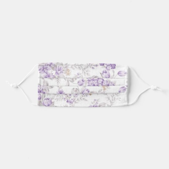 Vintage Lavender and Purple Flowers Pattern Adult Cloth Face Mask
