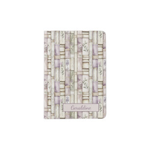 Vintage Lavender and Sage Green Botanical Library  Passport Holder