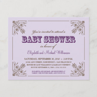 Vintage Lavender Baby Shower Invitation