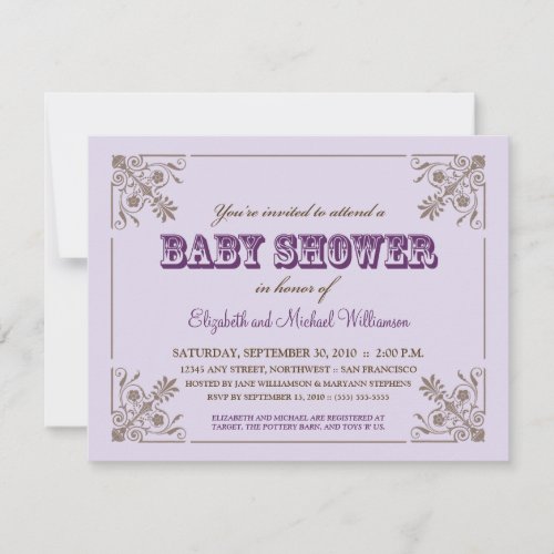 Vintage Lavender Baby Shower Invitation