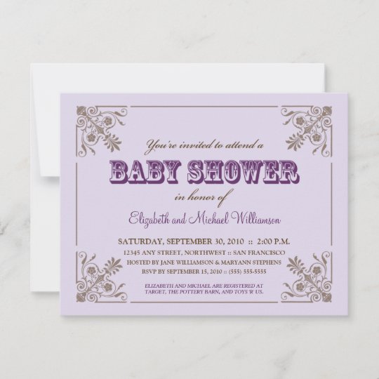 Vintage Lavender Baby Shower Invitation