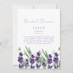Vintage Lavender Botanical Bridal Shower Invitation