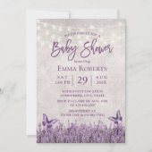 Vintage Lavender Floral Butterfly Baby Shower Invitation (Front)