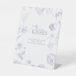 Vintage Lavender Floral Guess How Many Kisses Pedestal Sign