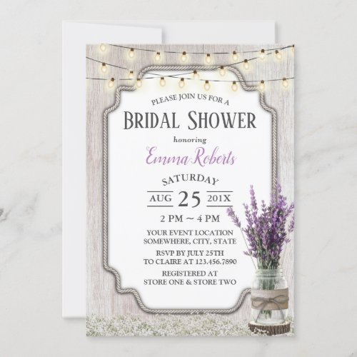 Vintage Lavender Floral Jar Elegant Bridal Shower Invitation