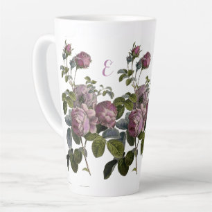 Vintage Lavender Floral Large White Latte Mug