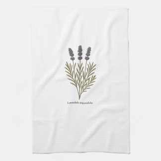 Vintage Lavender Flower Illustration Kitchen Towel