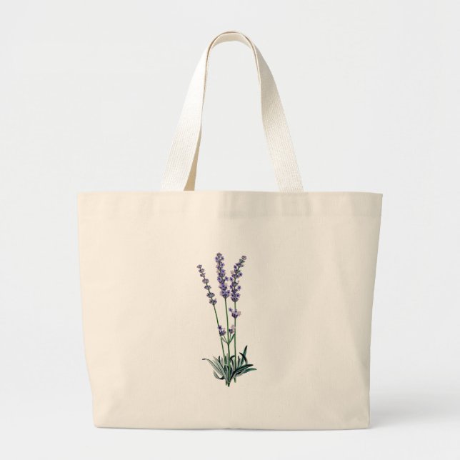 Vintage Lavender Flower Tote Bag (Front)