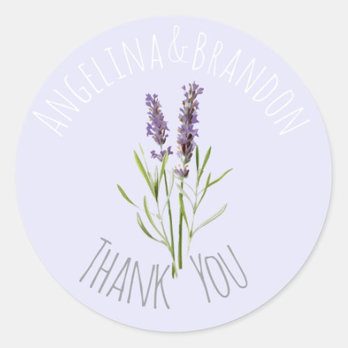 Vintage Lavender for weddings _ Thank you Classic Round Sticker